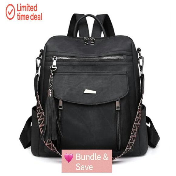 PU Leather Backpack Purse for Women, Convertible Shoulder Bag, Travel & Daily - Picture 2 of 8